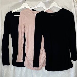 GAP Black and Pink Long Sleeve Maternity Tees BUNDLE